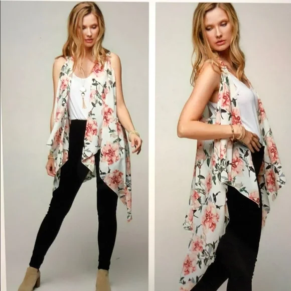 Floral print kimono vest - Picture 2 of 7